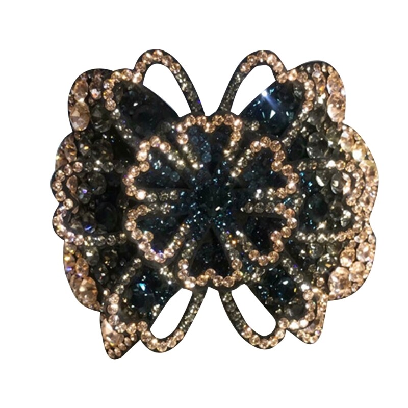 Sparkling Rhinestone Flower Hair Clip for Women - Crystal Barrette