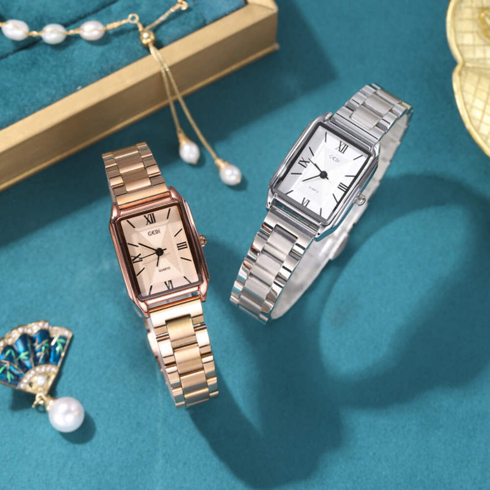 Elegant Women's Square Watch with Steel Band - Affordable Luxury Korean Style