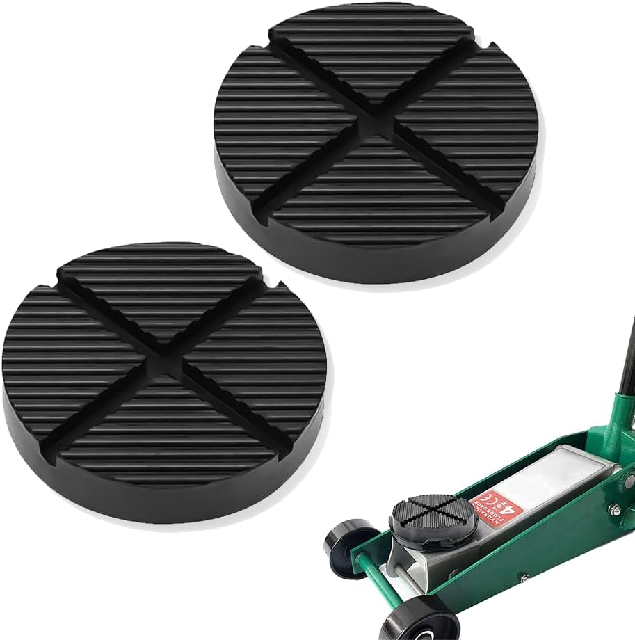 2PCS Floor Jack Pads,Black Rubber Jack Stand Pads Adapter Provides Cushioning,Un