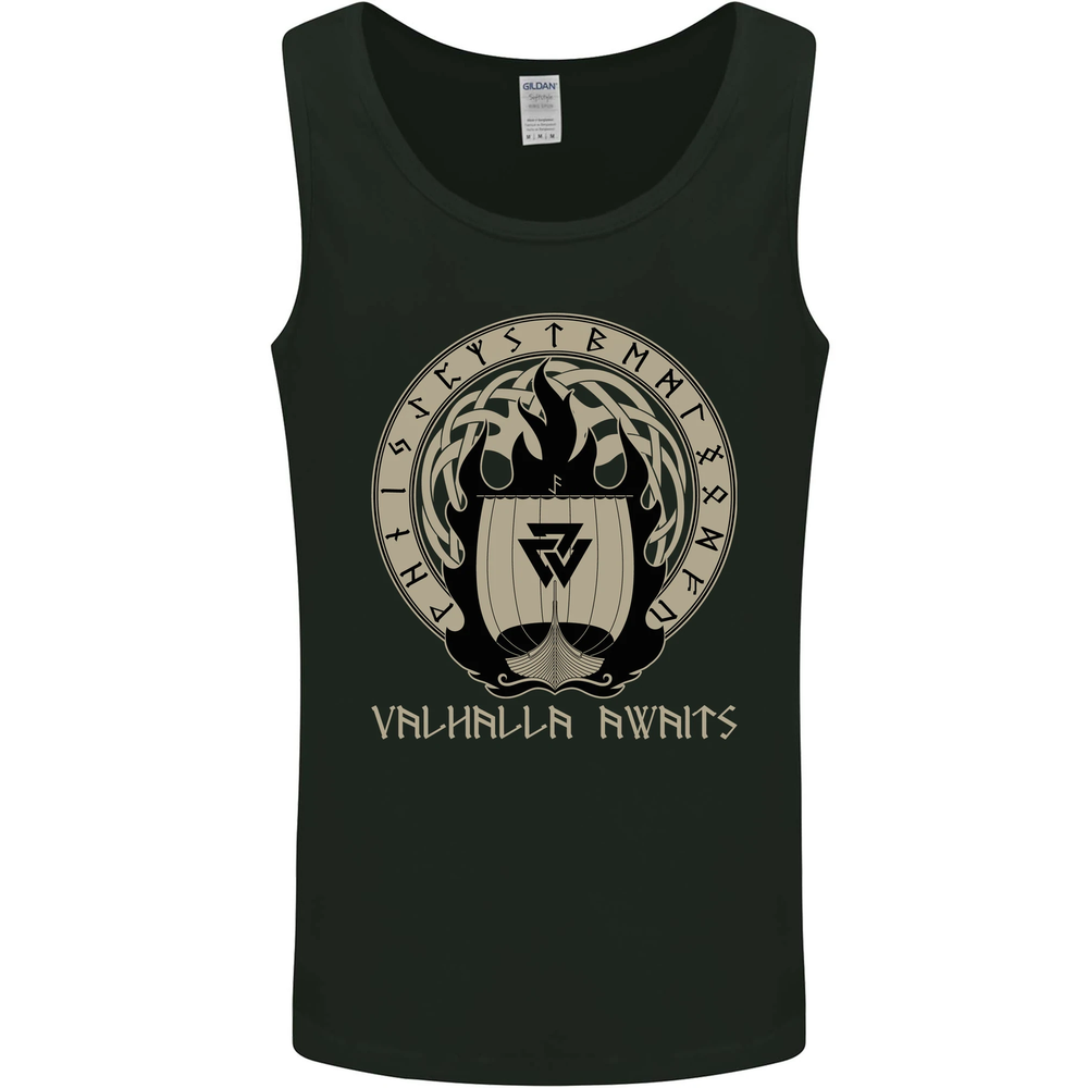 Vikings Valhalla Awaits Valknut Symbol Odin Mens Vest Tank Top