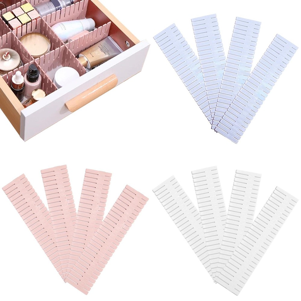 4PCS Adjustable Plastic Drawer Organizers for Socks DIY Storage Dividers
