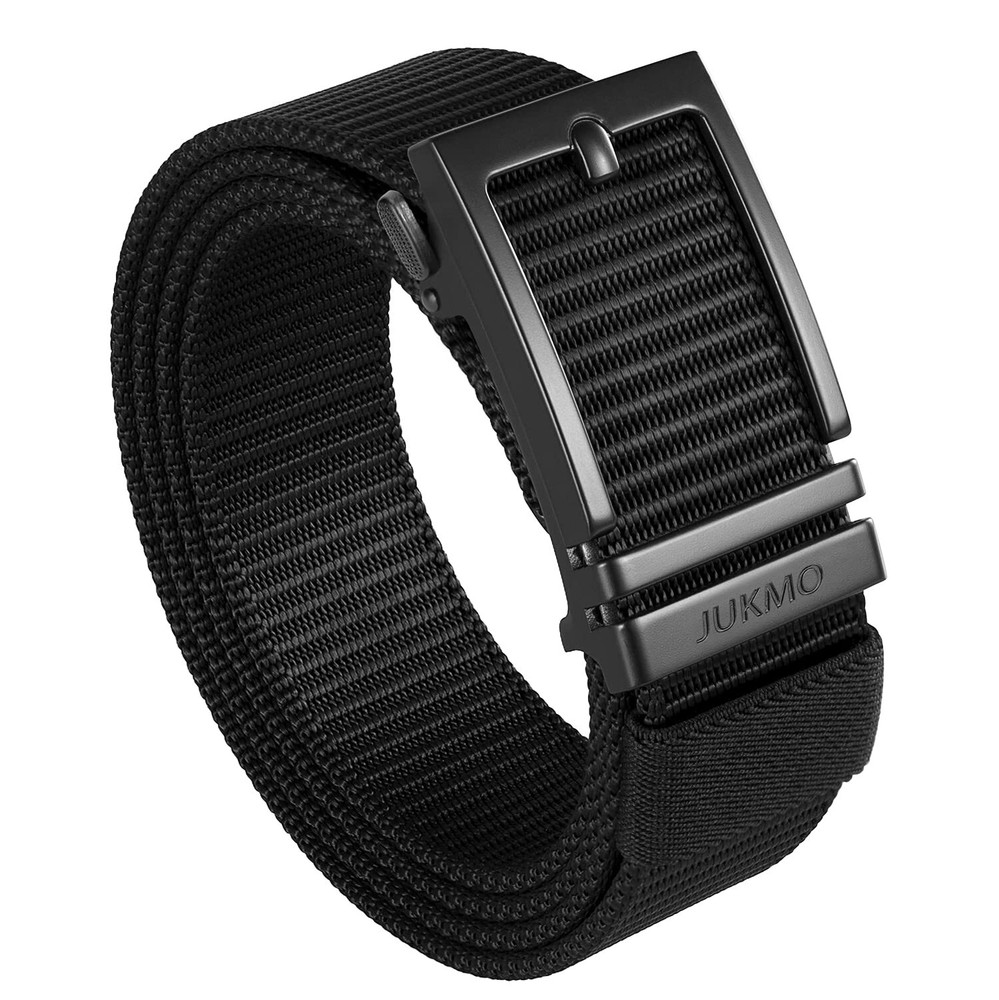 Ratchet Belt for Men, Nylon Web Tactical Belt with Automatic Slide Buckle (Bl...