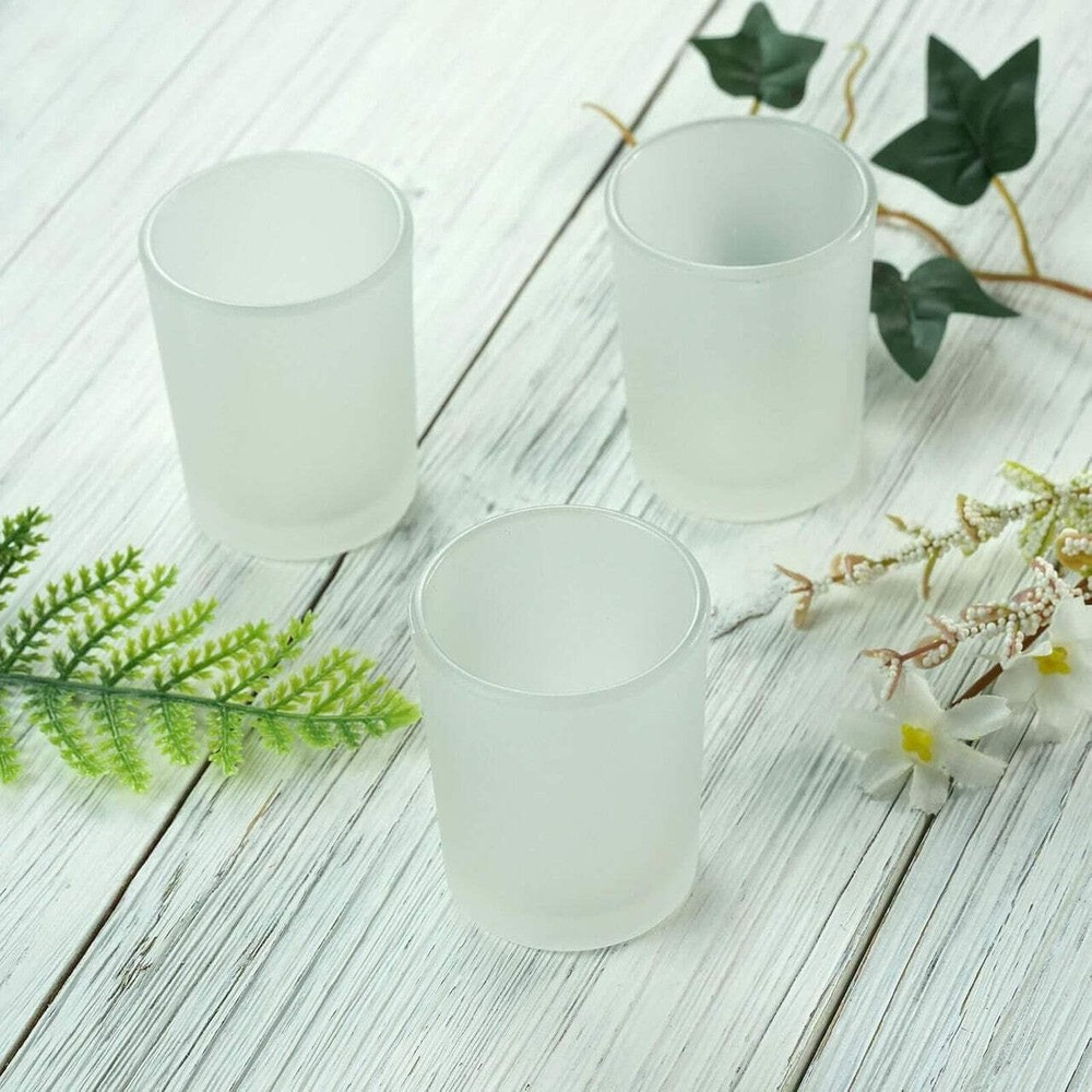 NNEDSZ 40 Pack Frosted White Glass Votive Candle Holders for Candle Making Kit T