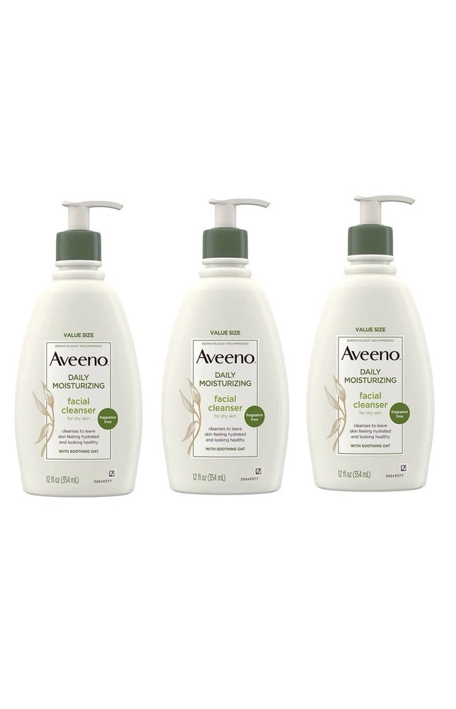 3 Pack Of Aveeno Facial Cleanser Daily Moisturizing 12oz Free Shipping