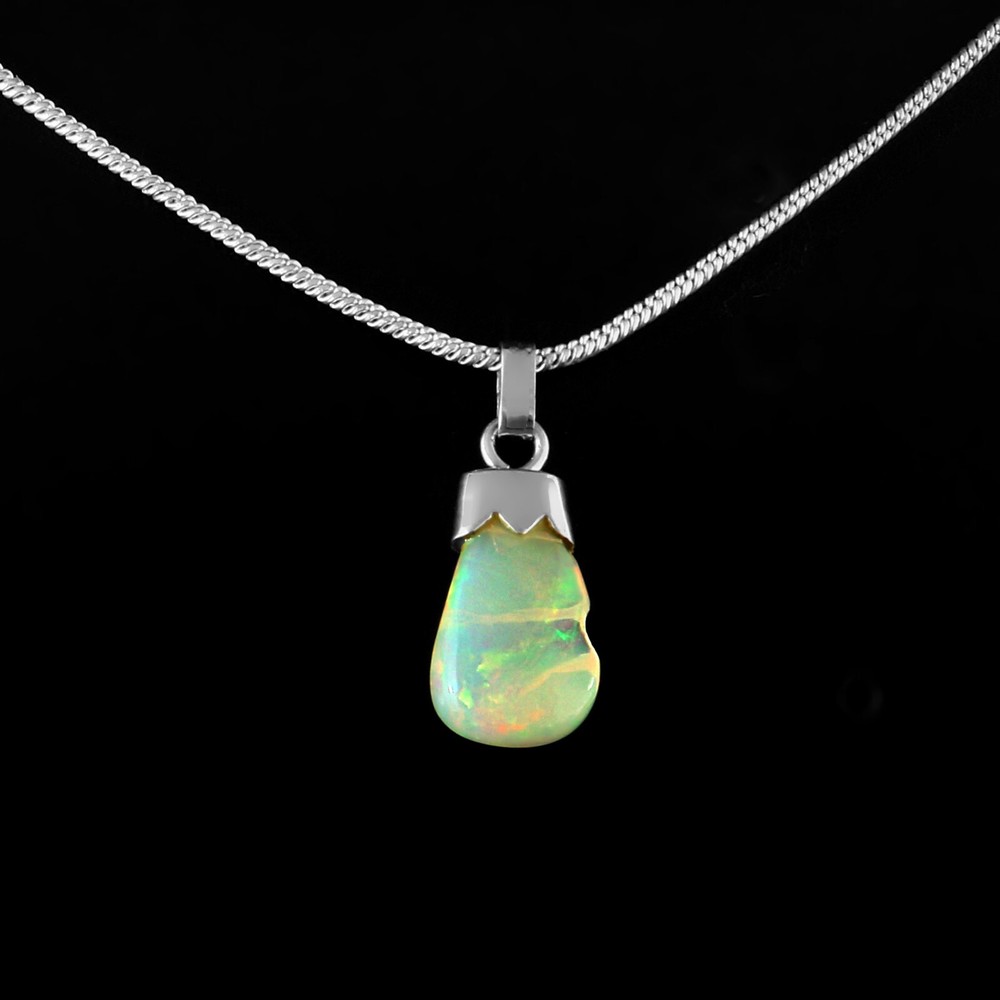 Ethiopian Opal Pendant Natural Opal 925 Sterling Silver Handmade Jewelry 208