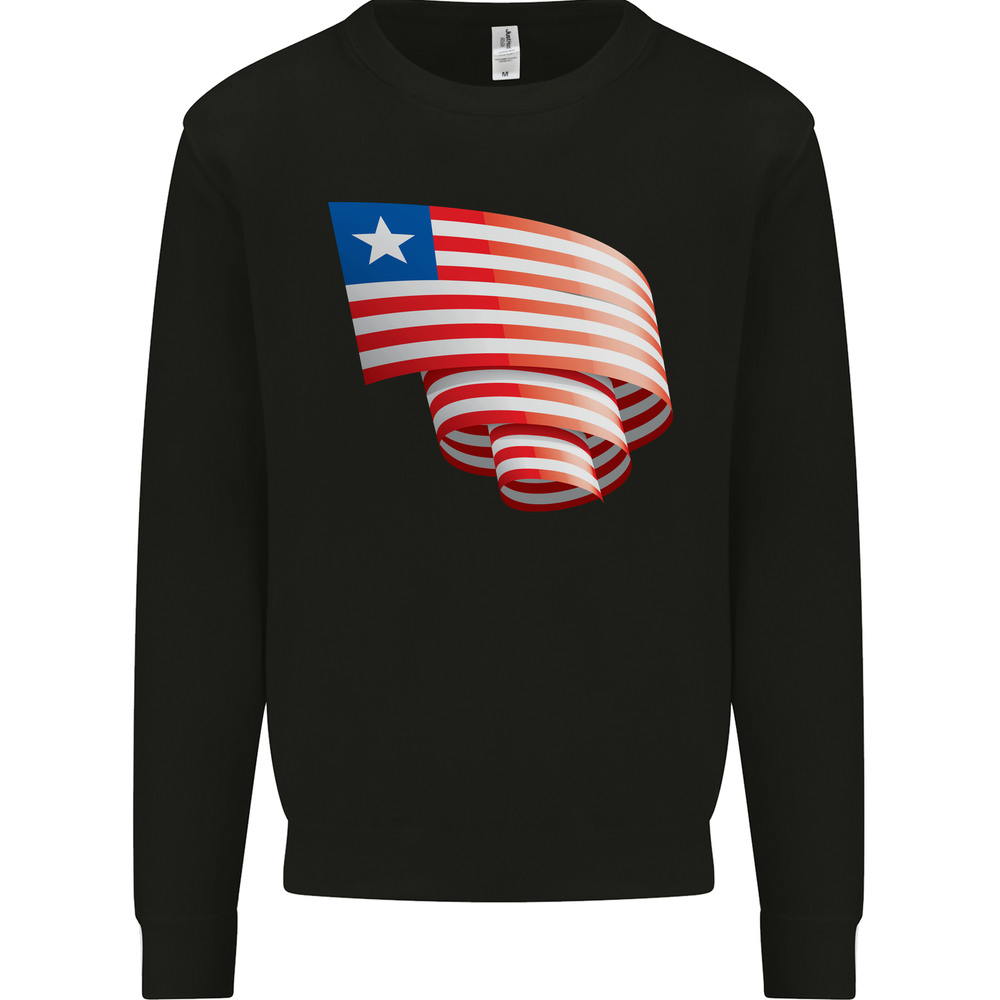 Curled Liberia Flag Liberian Day Football Mens Sweatshirt Jumper