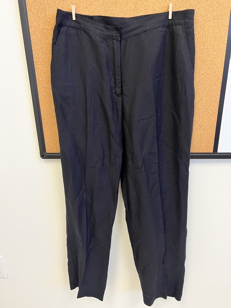 Ruby Road Linen Blend Pleated Black Casual Dress Pants Size 10 Multi Season