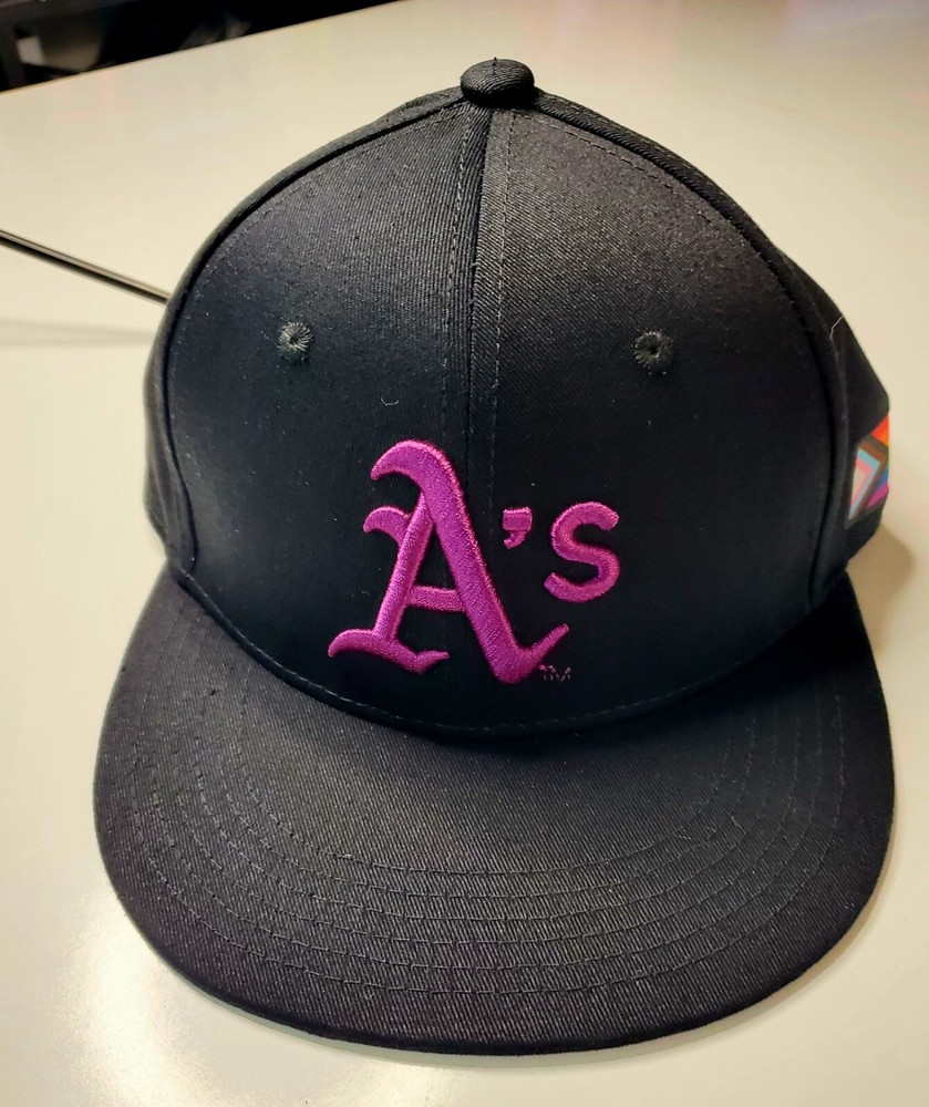 Oakland Athletics A's Black & Purple Snap Back Hat Gilead Pride Day SGA 2022-image