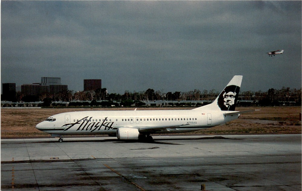 N755AS, ALASKA AIRLINES, Boeing B-737-4Q8, Postcard