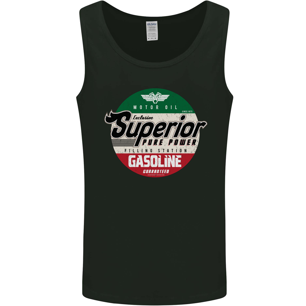 Superior Gasoline Biker Motorcycle Motorbike Mens Vest Tank Top