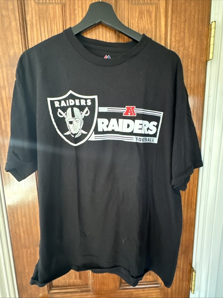 Oakland Las Vegas Raiders Black NFL Football Cotton T-Shirt XL by Majestic  
