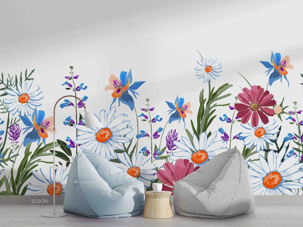 3D Flower Flora Watercolor Wall Murals Wallpaper Murals Wall Sticker