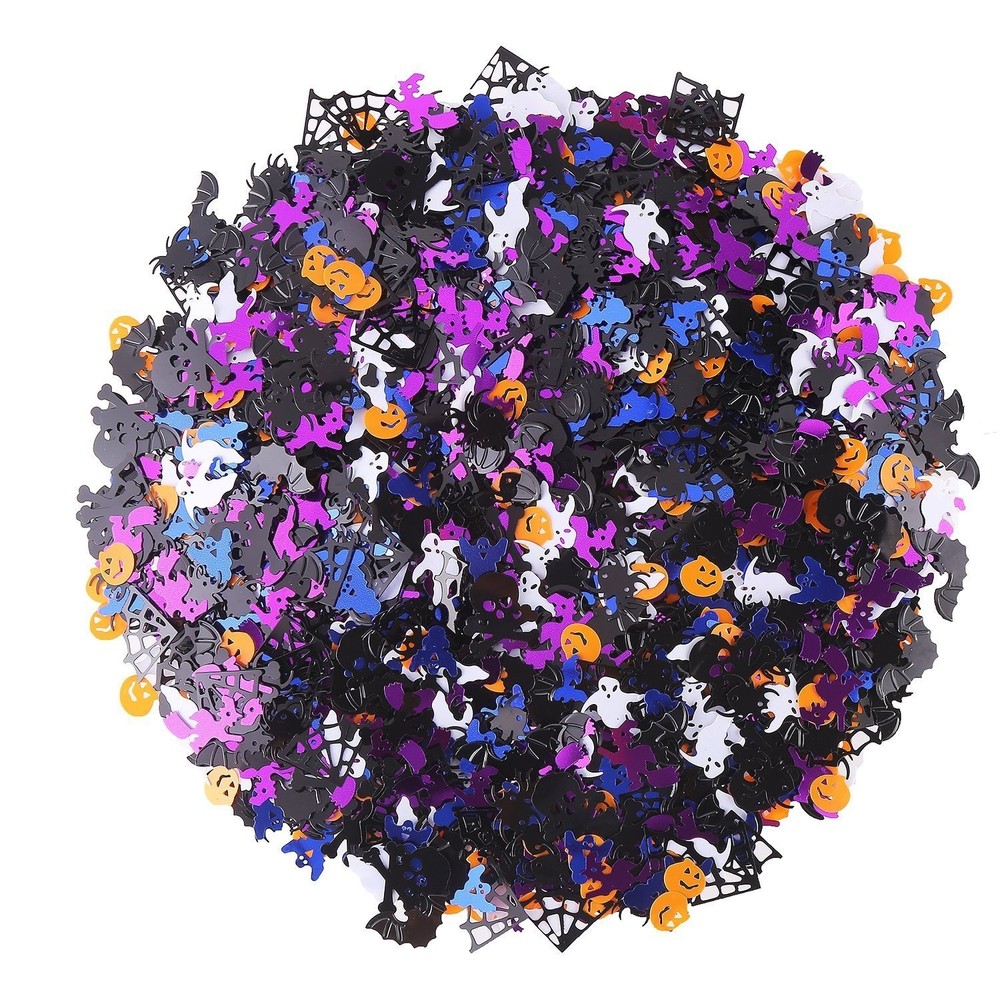 300g Halloween Plastic Glitter Confetti in Assorted Shapes for Party Table Decor