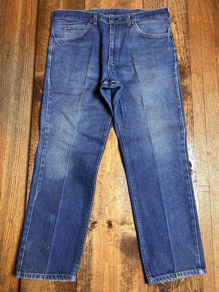 Vintage 80s Lee Riders Cowboy Jeans 38x30 Blue Denim USA Union Made