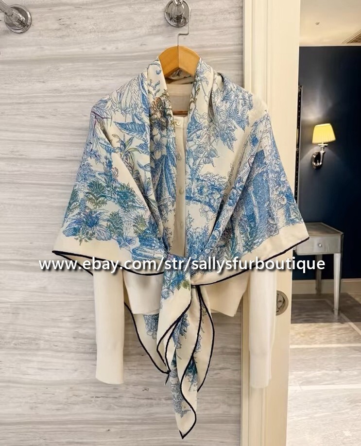 Sallys 70% Cashmere & 30% Silk Wrap Scarf Garden Print Stole Square Shawl 53