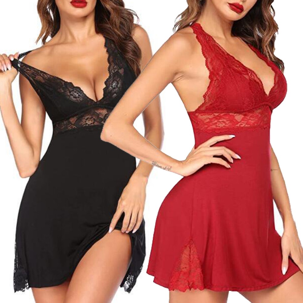 Sexy Cotton Babydoll Nightdress Women's Lingerie Sleepwear Pajamas Chemise Gift