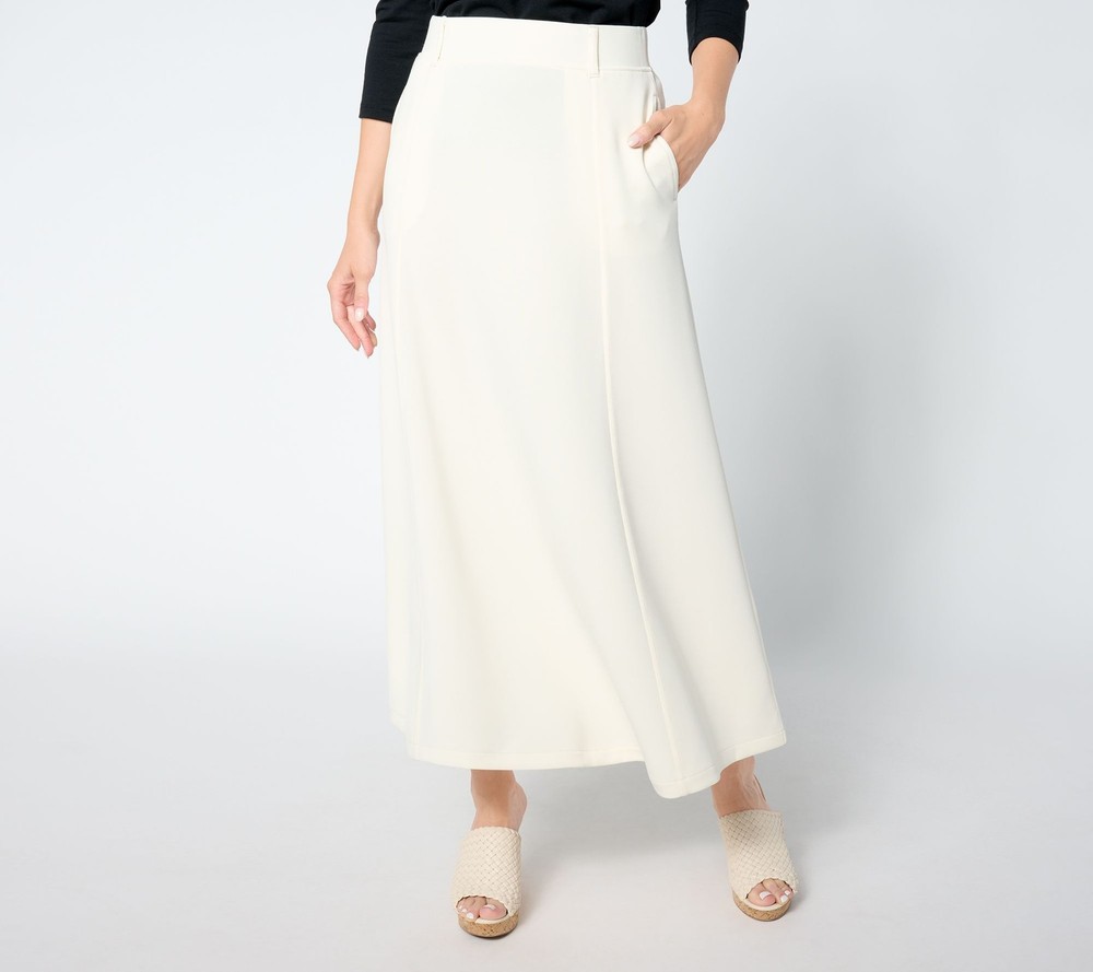 Peace Love World Women's Petite Skirt PM Label Scuba Midi White A653170