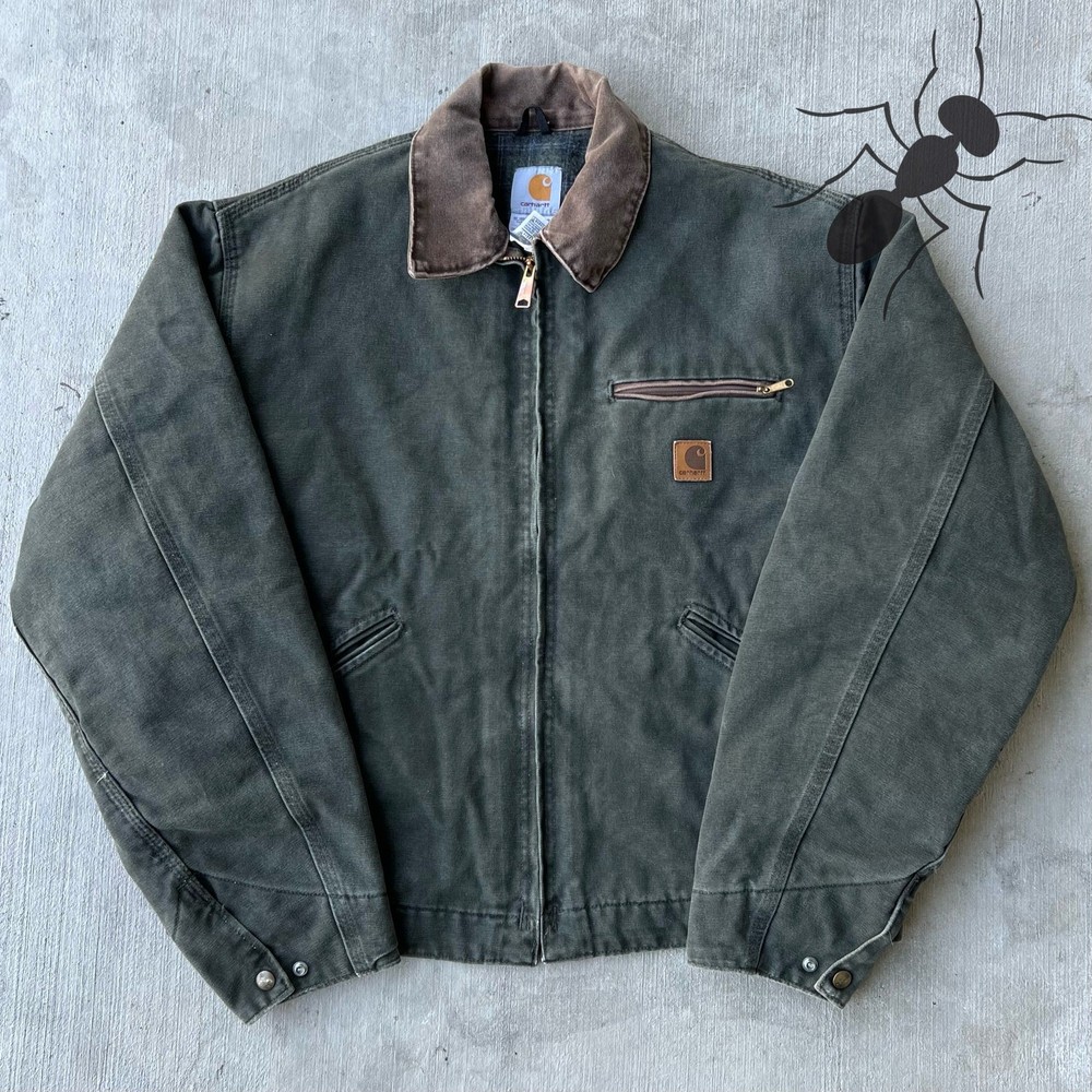 Vintage Y2K Carhartt J97 MOS green Detroit work wear jacket