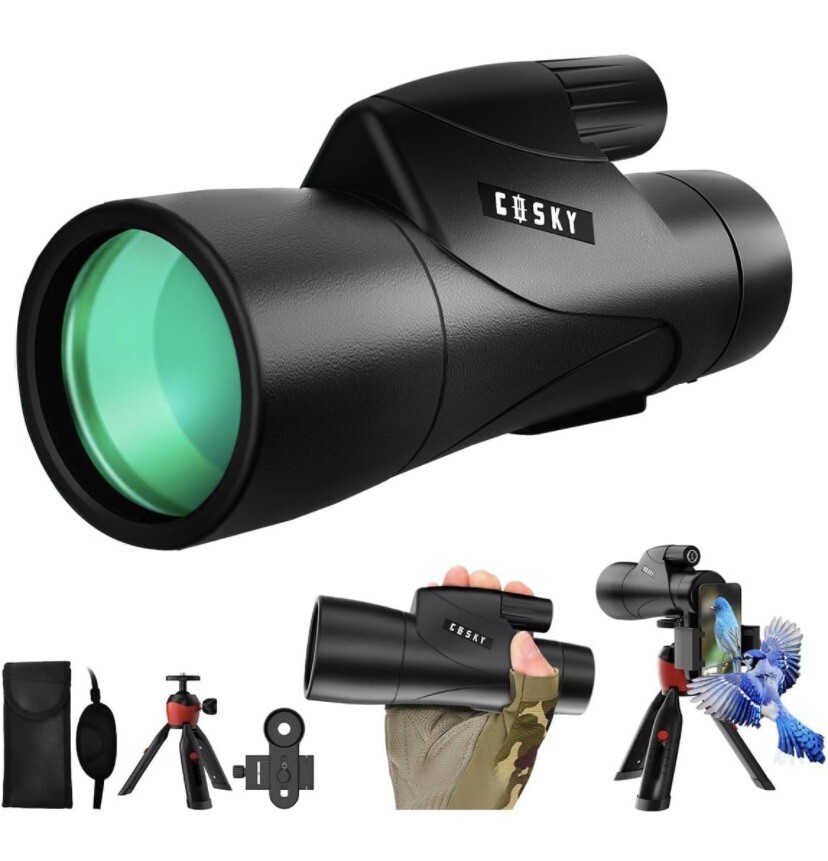 Gosky Piper Monocular Telescope, 12x55 HD Monocular BAK4 Prism & FMC Lens