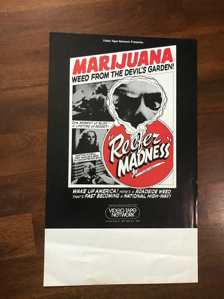 REEFER MADNESS - VIDEO TAPE NETWORK - 11X17 PROMOTIONAL VHS POSTER - VERY RARE