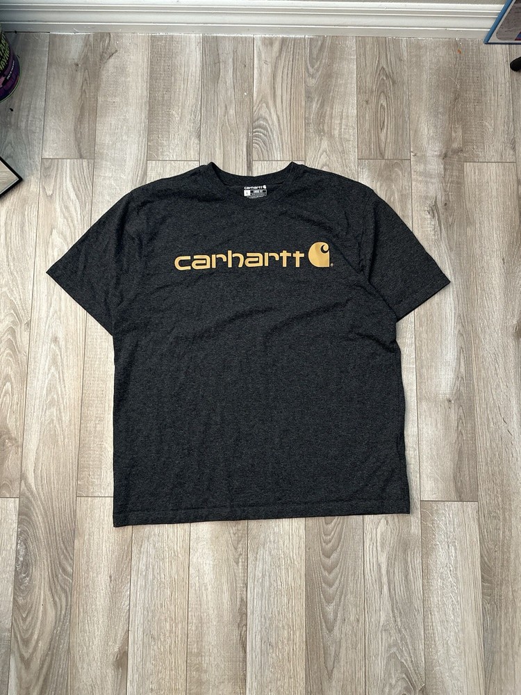 Carhartt Men’s Loose Fit Heavyweight S/S Logo Graphic T-Shirt, Gray, Size Large