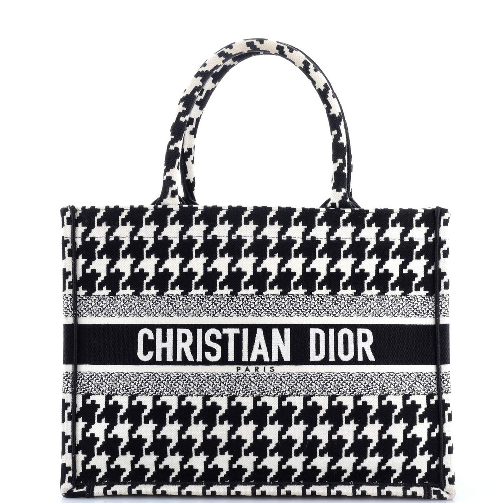 Christian Dior Medium Book Tote in Houndstooth Canvas
