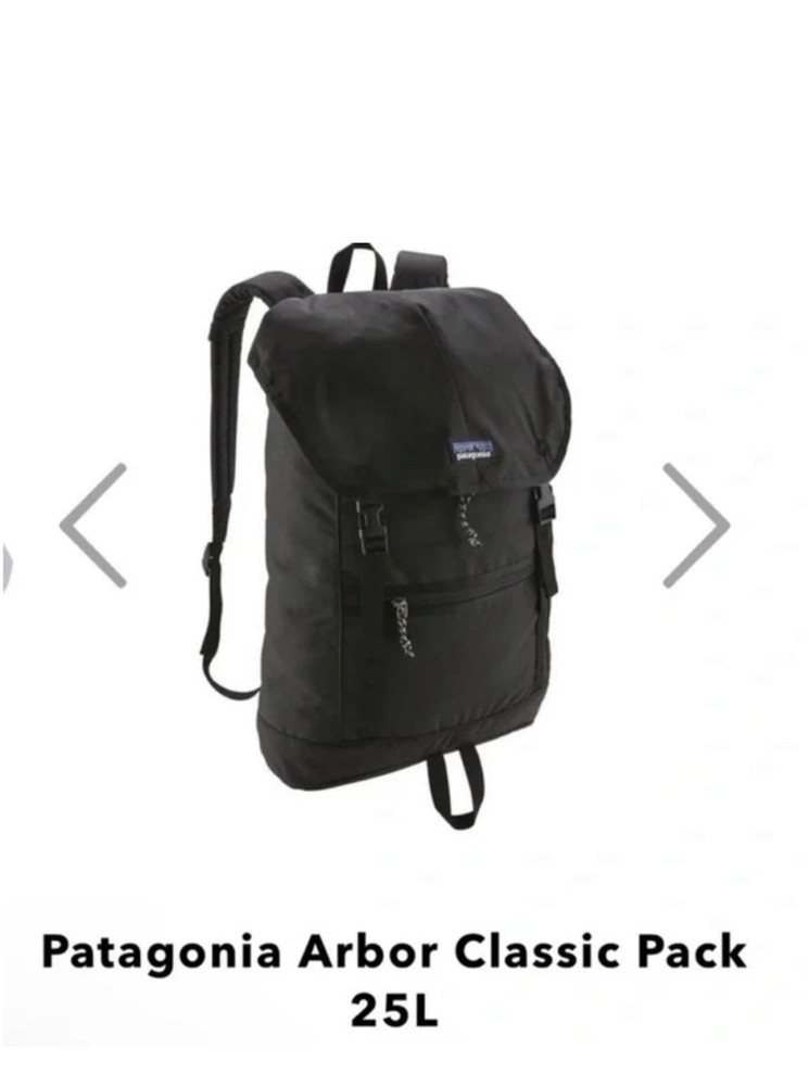Patagonia Arbor Classic 25L Black Backpack for Travel EDC Festival Logo