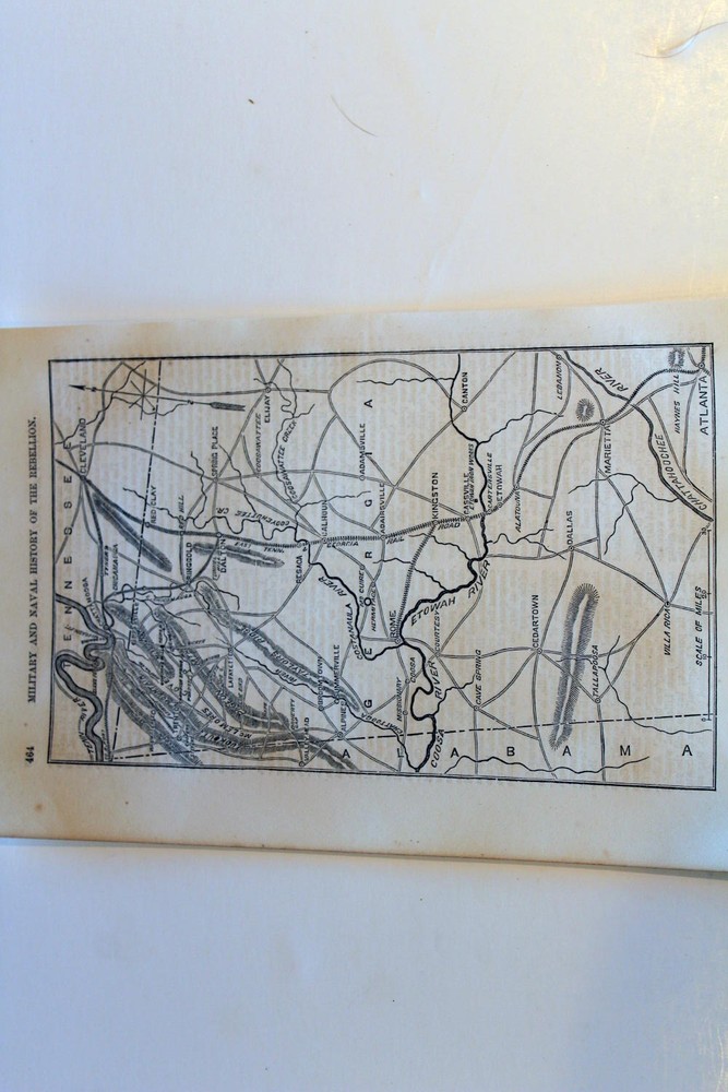 1866 Authentic Antique Civil War Battle Map of Georgia II - Rare Historical Collectible