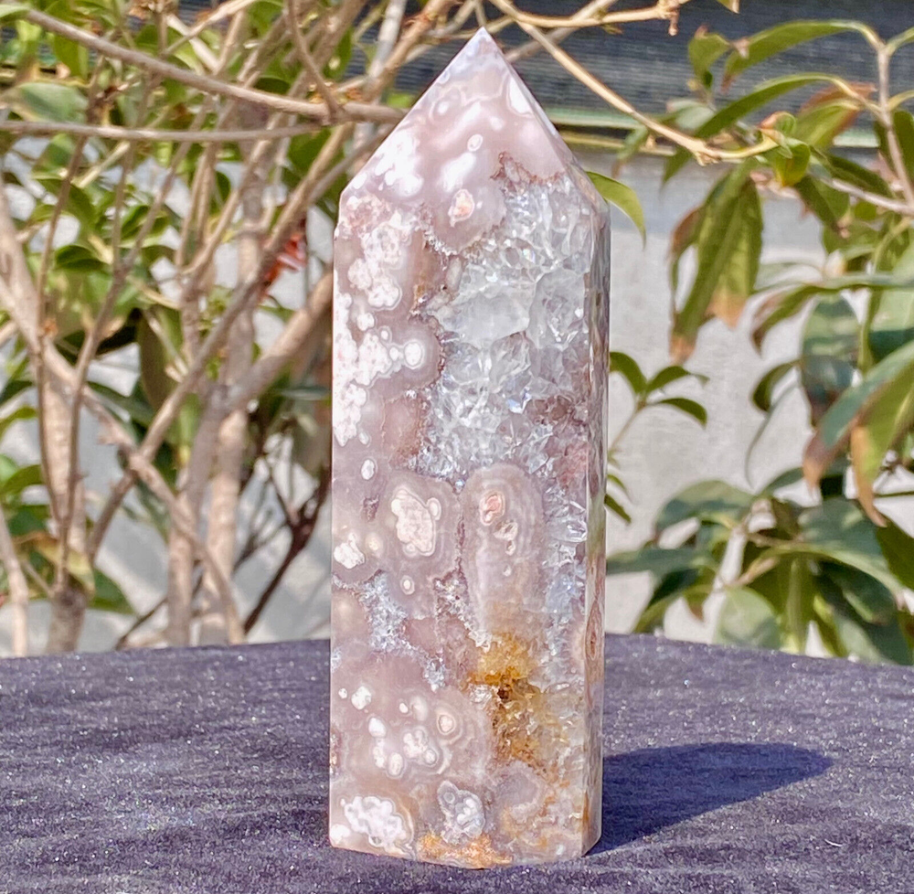 273g natural powder crystal agate quartz obelisk for healing and decor