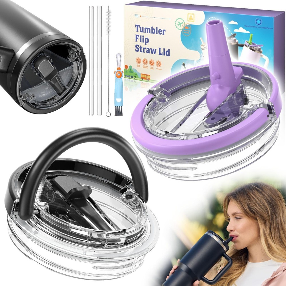 2 Pack 40oz Stanley Quencher Tumbler Replacement Flip Straw Lids Leak Proof