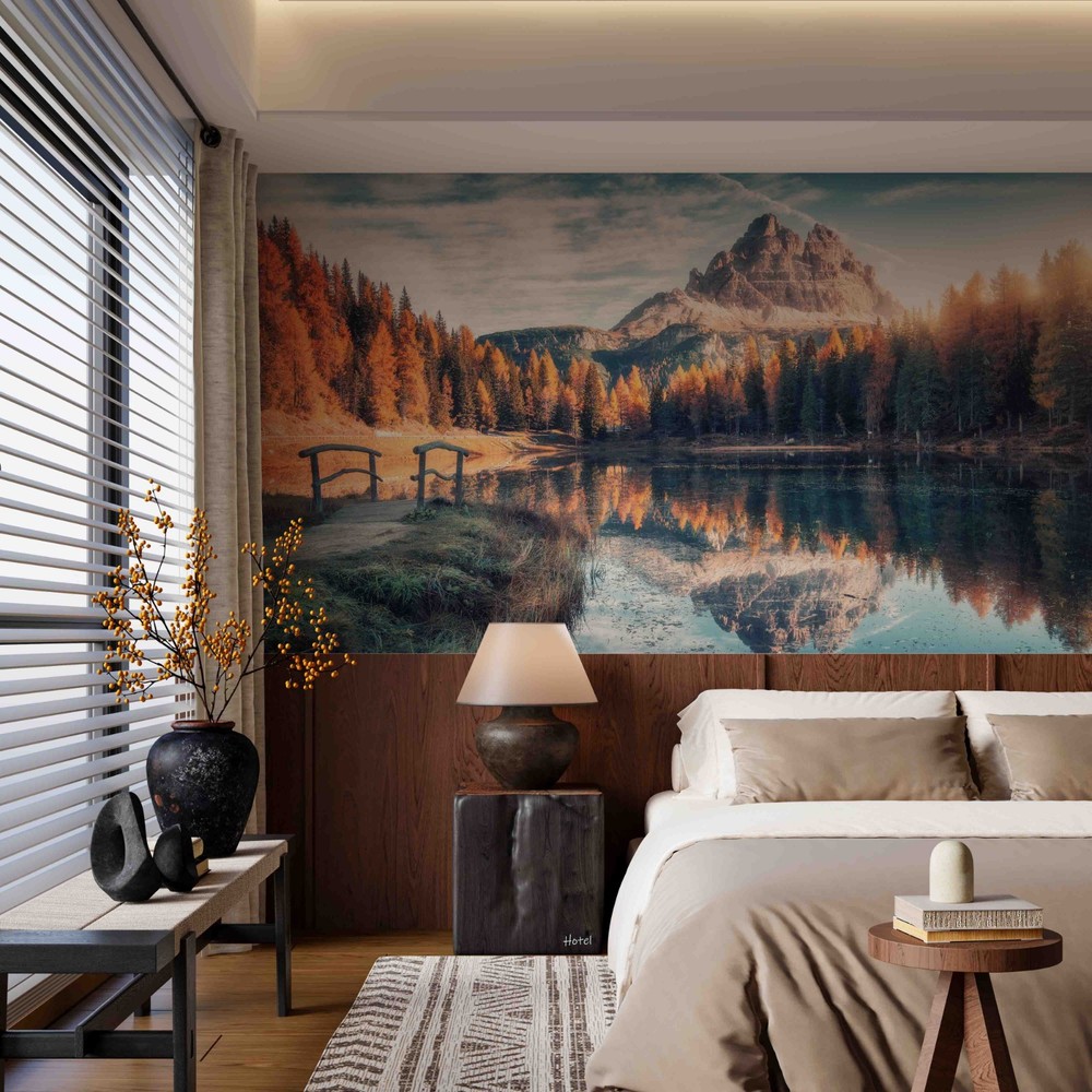 3D Hotel Forest River Autumn Landscape Wall Murals Wallpaper Murals Wall Sticker