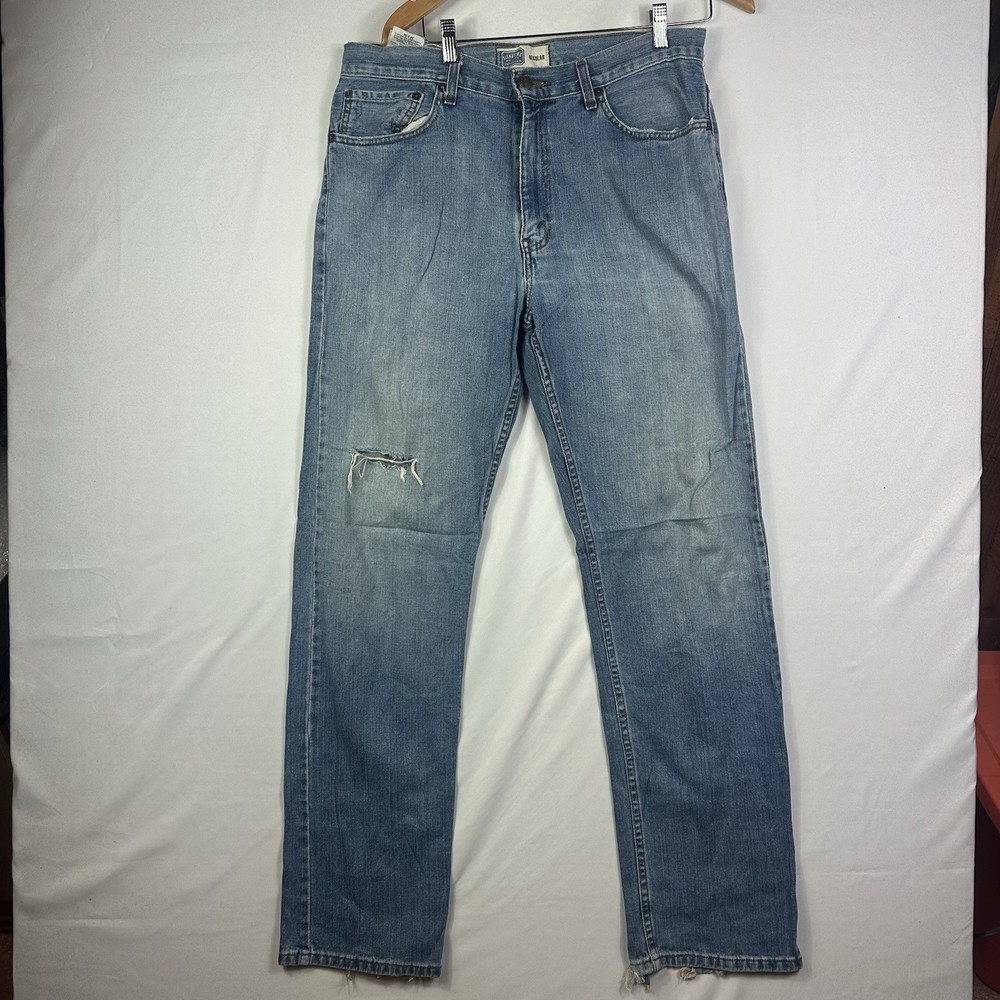 Levi Signature Jeans Mens 34x34 Straight Leg Regular Fit Blue Light Wash Denim