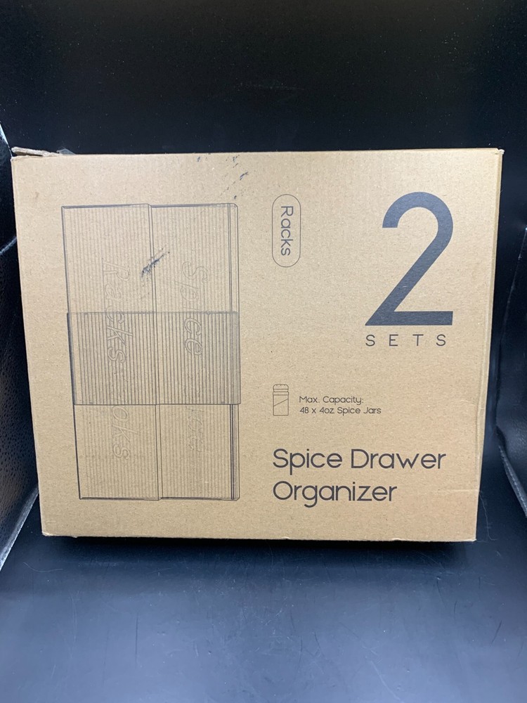 2 Sets of Spice Drawer Organizer Racks Clear Acrylic Adjustable Width Fits All