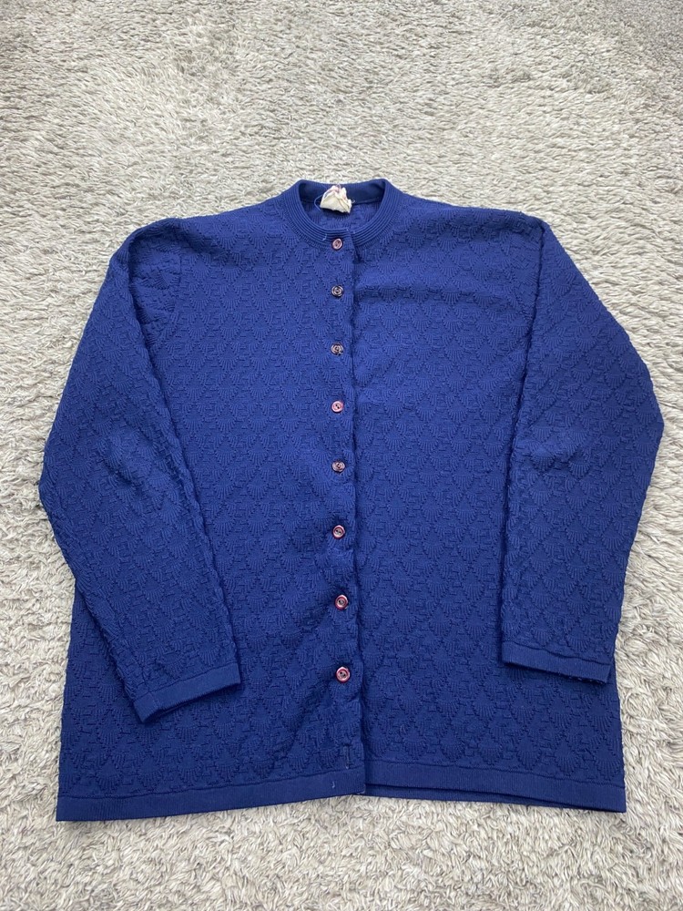 Vtg British Vogue Wintuk Sweater Women 40 EU Large US Button Granny Cardigan 70s