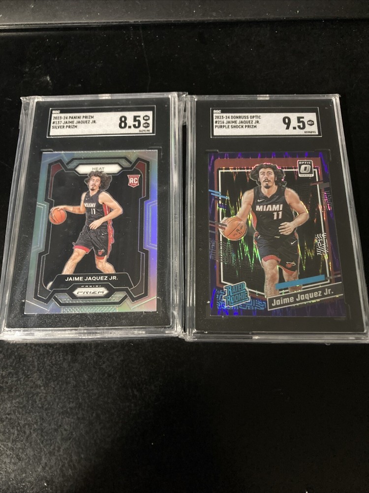 2023-24 JAIME JAQUEZ JR ROOKIES(2)!GRADED SGC 8.5 SILVER PRIZM/PURPLE SHOCK!
