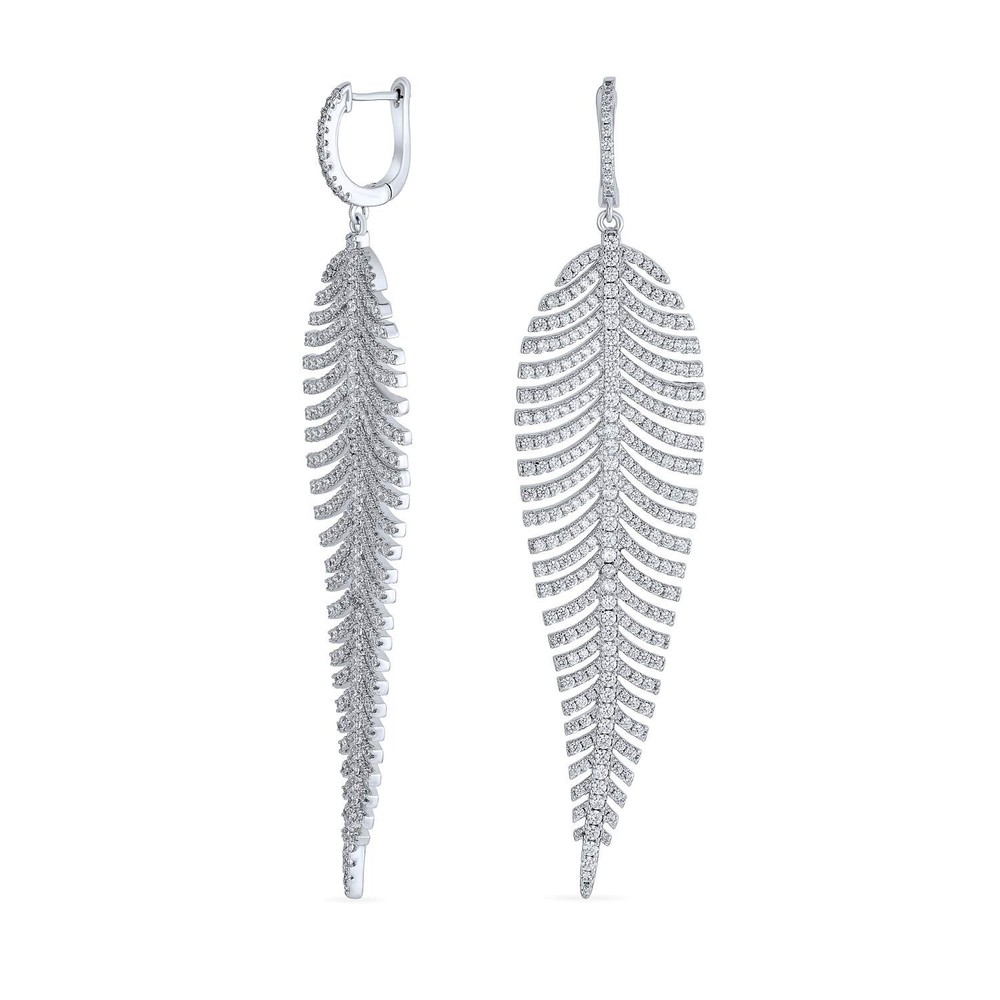 Modern CZ Pave Twist Teardrop Dangle Chandelier Earrings for Brides