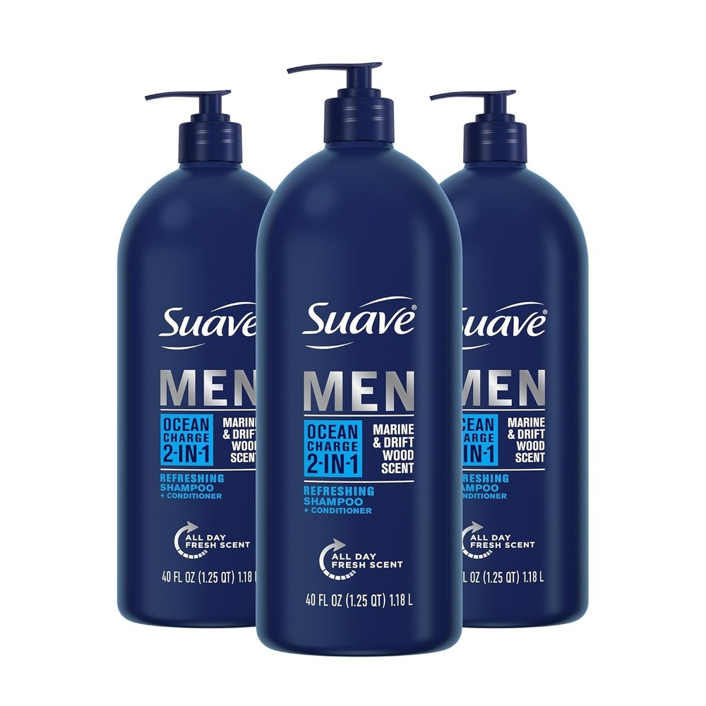 Suave Men 2-in-1 Shampoo & Conditioner Ocean Charge 40 oz Pack of 3