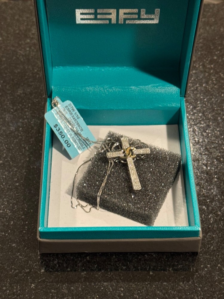 effy fine jewelry sterling silver and 10k gold cross pendant with chain