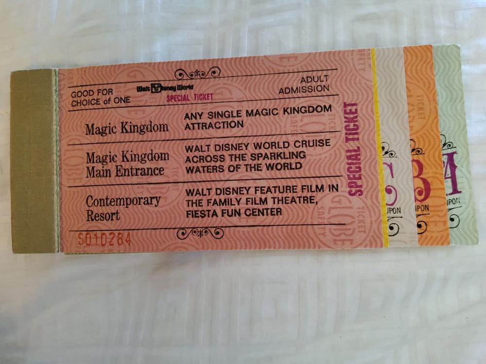 1974 Walt Disney World Adult Ticket Coupon Book Vintage 1970s Collectible  -image