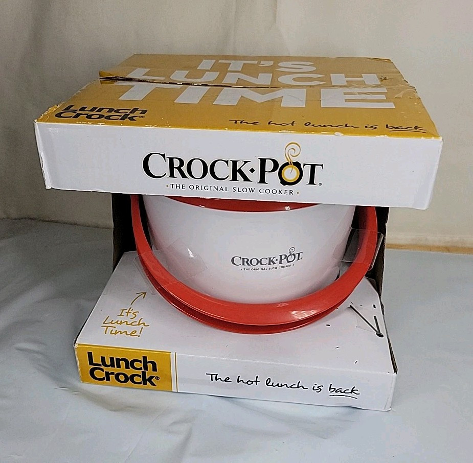 New Crock-Pot Lunch Crock 20oz White/Red for Soup Chili Leftovers in Box