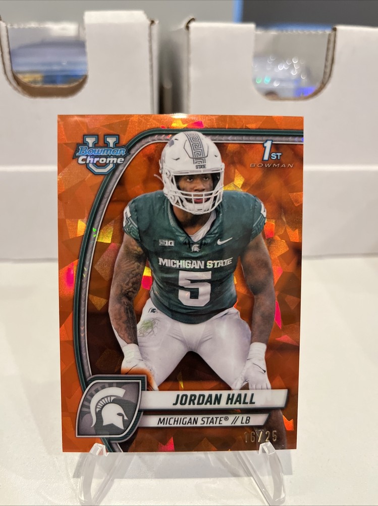 Jordan Hall 2024 Bowman University Chrome Sapphire Orange Refractor 1st /25
