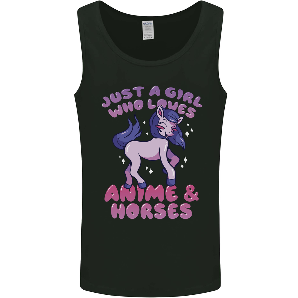 Girl Who Loves Anime & Horses Riding Mens Vest Tank Top