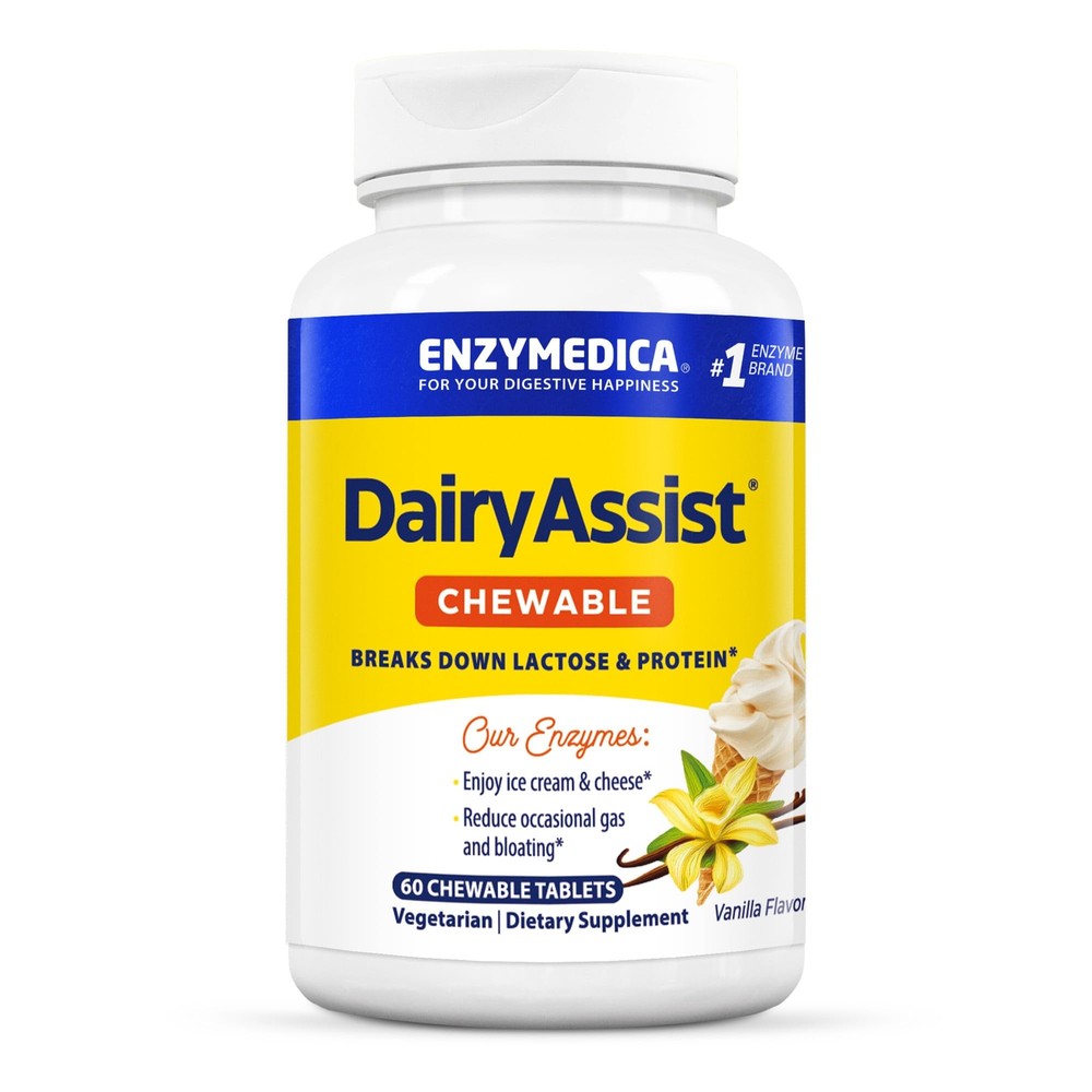 Enzymedica, DairyAssist Chewable, Enzyme Support for Digestive Relief from La...