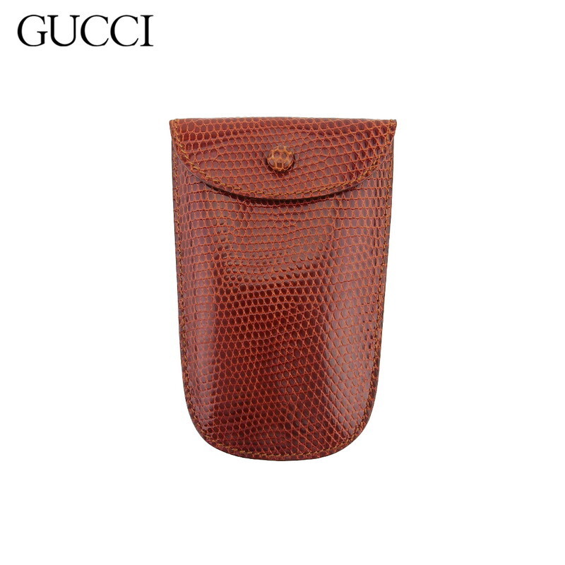 GUCCI Authentic Lizard Leather Coin Case Pre-Owned T22596