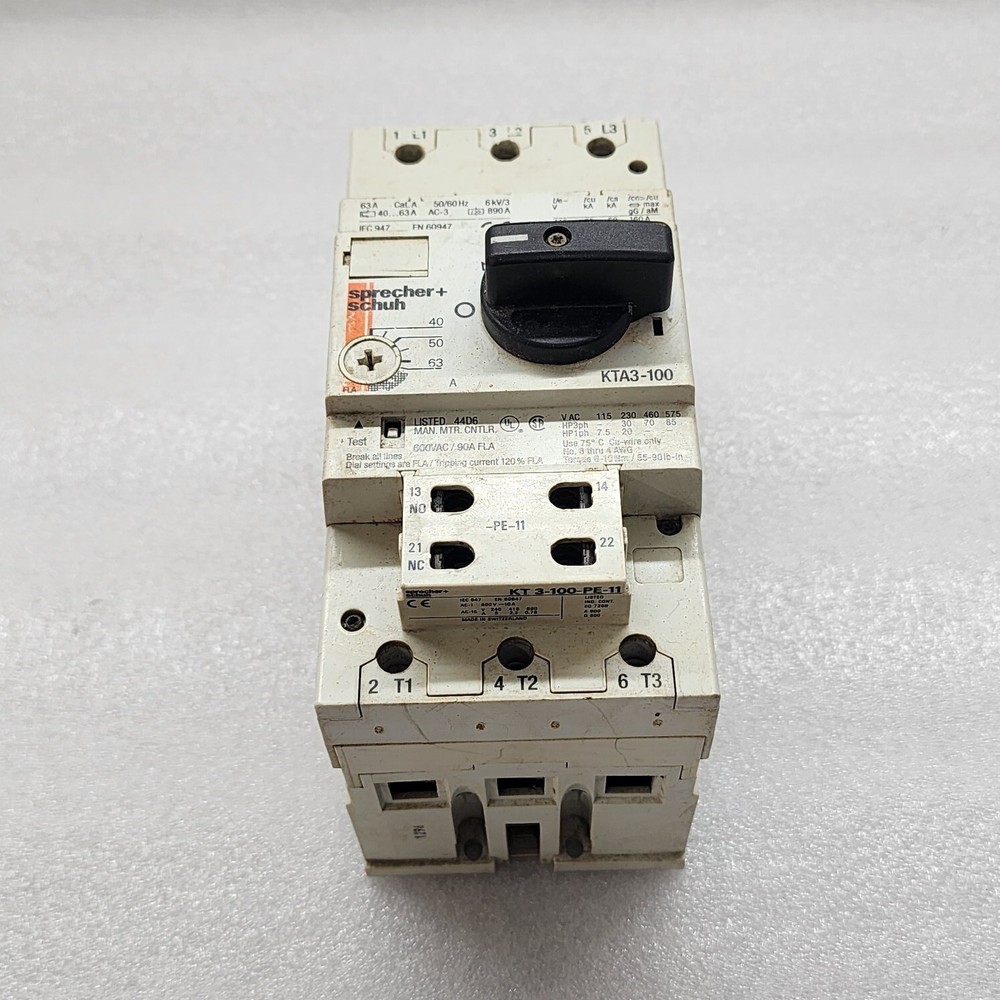 SPRECHER + SCHUH KTA3-100 MOTOR CIRCUIT CONTROLLER 40-63A