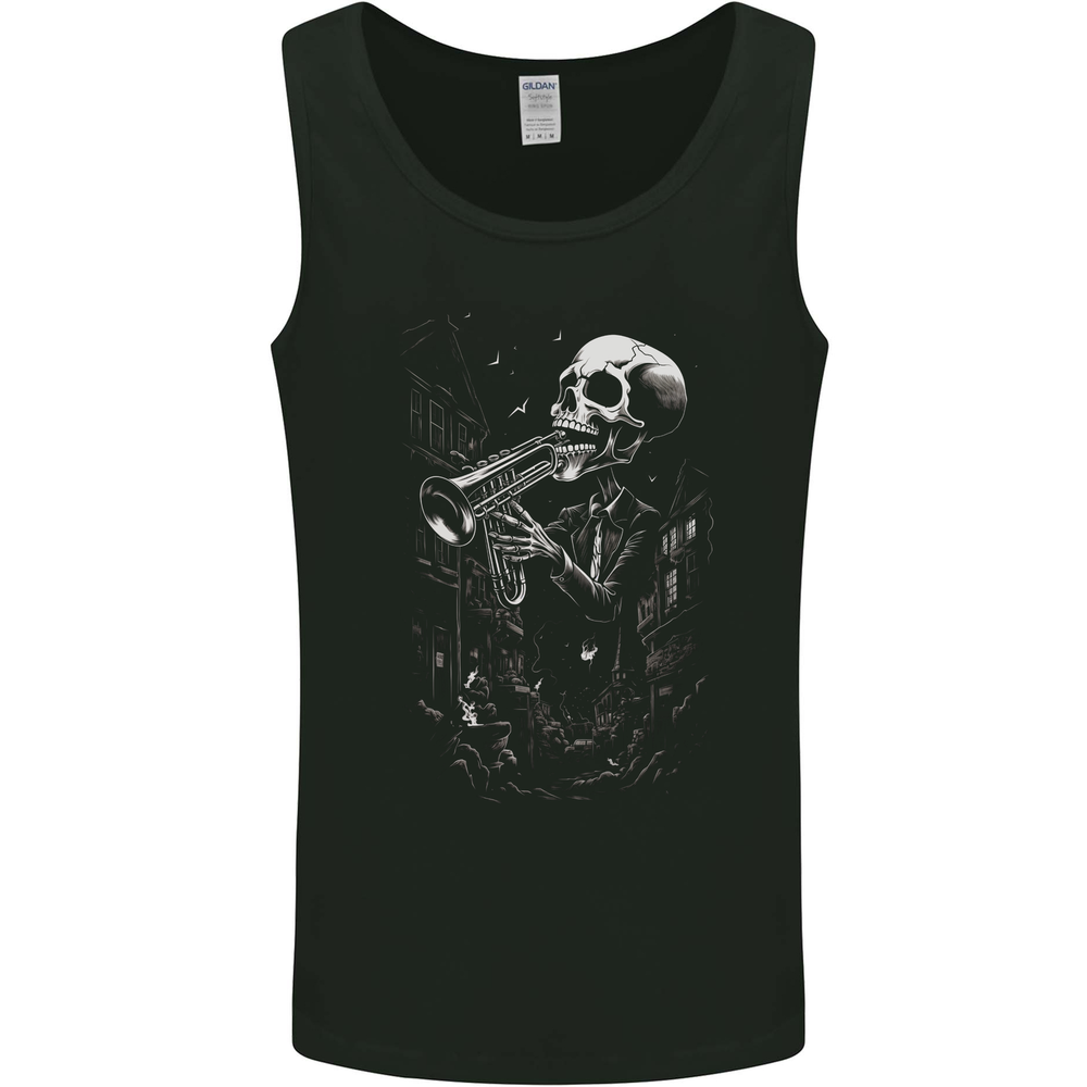 Day of the Dead Skeleton Trumpet Skull DOTD Mens Vest Tank Top