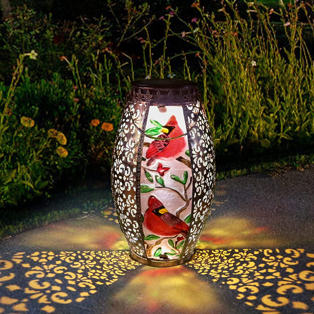 Outdoor Solar Lantern-Waterproof Hummingbird Hanging Metal Decorative Lights for