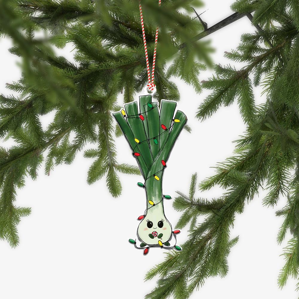 Lovely Scallion Christmas Flat Ornament  Scallion Xmas Car Ornament Gift Decor