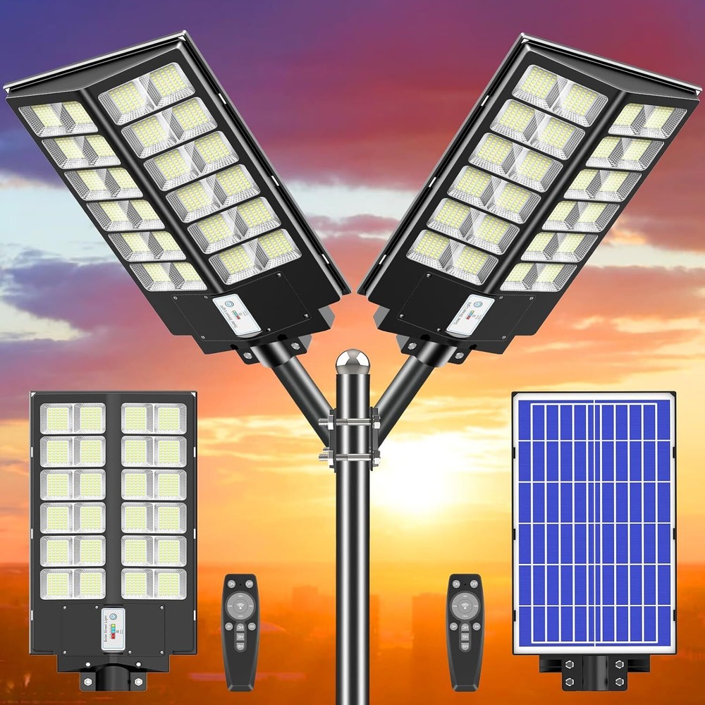 2X Solar Street Lights Commercial 6500K for Basketball Court Road Playground US