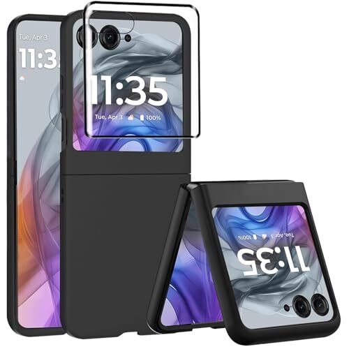 Motorola Razr 2024 Black Phone Case with Screen Protector